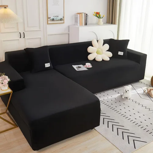 Miniatura 2 de CONRUSER Funda elástica para sofá, funda de terciopelo suave con parte inferior elástica, protector de muebles para mascotas y niños (negro, XL)