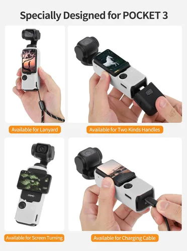 Miniatura 5 de Funda protectora para DJI Osmo Pocket 3, Funda de silicona Bolsillo 3 Funda de cámara Protector de piel (negro)