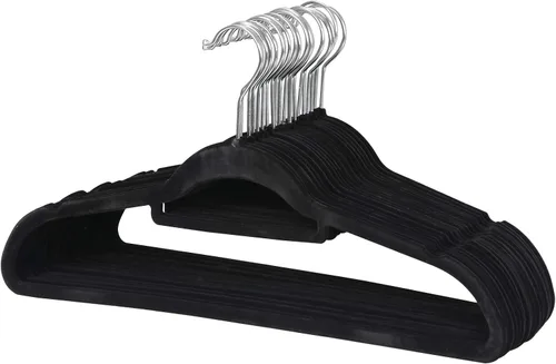 Velvet Hanger - Paquete de 100 ganchos giratorios antideslizantes de 360° de alta calidad, para ahorrar espacio, color negro