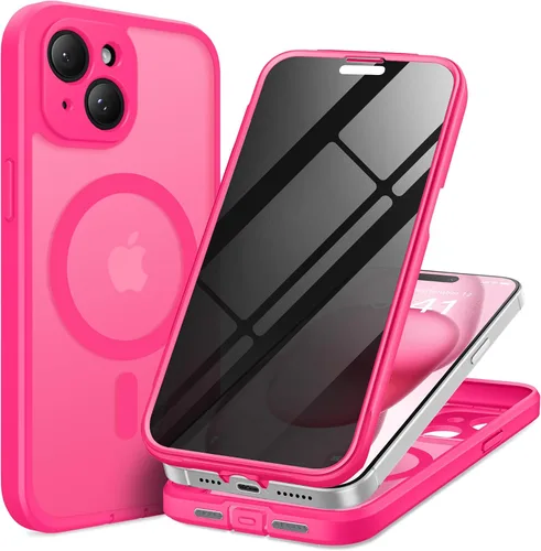 Miniatura 33 de TIESZEN Funda para iPhone 15, compatible con MagSafe, protector de pantalla de privacidad integrado y protección de cámara, antiespía, cuerpo