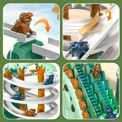 Miniatura 4 de JUKUDAHU Pista de Escalada y Deslizamiento de Dinosaurios para Niños de 3, 4, 5, 6, 7, 8 años - Juego de Pista de Carreras, Juguete de Coche