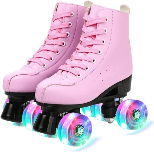 Miniatura 2 de XUDREZ Roller Skates for Women Men Cozy PU Leather High-top Roller Skates for Beginner Double-Row PU Wheels, Professional Indoor Outdoor Roller