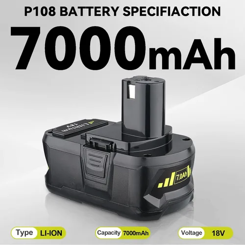 Miniatura 2 de 2 paquetes actualizados 7.0Ah P108 18V repuesto para batería Ryobi 18V P102 P103 P104 P105 P107 P109 P122 PBP005 PBP004 PBP003 Herramientas