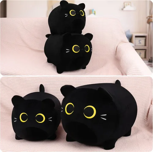 Miniatura 3 de Gato negro de peluche de 11.8" de felpa suave, juguete de gato negro de peluche, linda almohada de felpa suave, almohada de peluche de gato de felpa