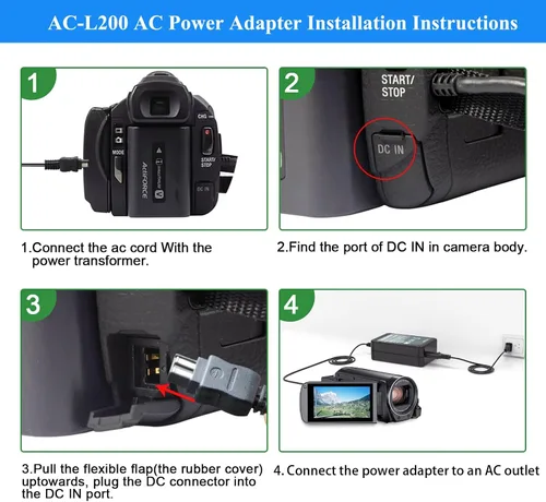 Miniatura 4 de AC-L200 para Sony Handycam Camcorder Charger DCR-SX40 DCR-SX44 DCR-SR45 DCR-SR47 DCR-SX63 DCR-SX65 DCR-SX85 DCR-DVD105 DVD108 DVD610 DCR-SR62