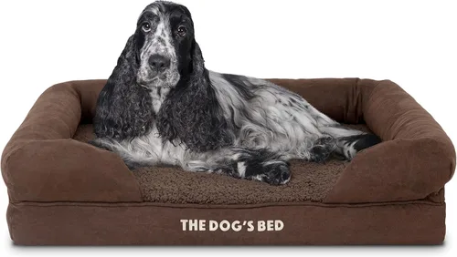 Miniatura 55 de The Dog's Bed - Cama ortopédica de espuma viscoelástica para perros medianos, colchón de soporte de alta densidad, entrada frontal baja, funda negro