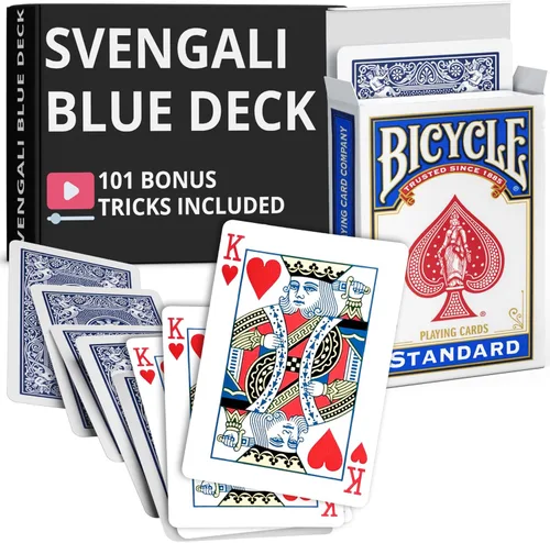 Miniatura 25 de Ted's Sterling Magic Precision Blue Rider Back Bicicleta Svengali Deck con instrucciones para más de 100 trucos (2 de clubes)