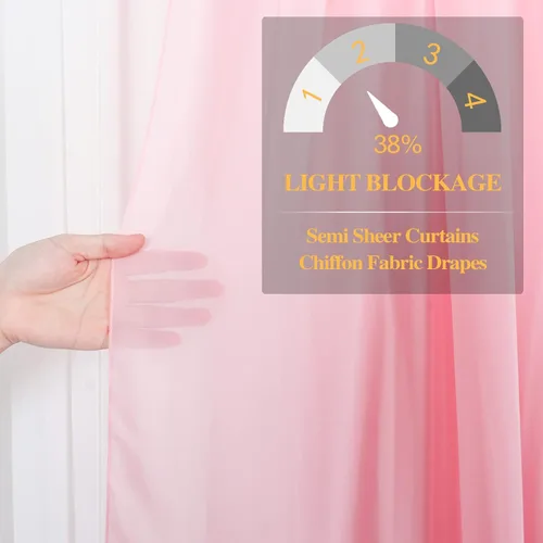 Miniatura 7 de DUOBAO Cortina de gasa rosa, 2 paneles de 29 x 96 pulgadas, cortinas de telón de fondo de boda, cortinas de playa transparentes para sala de estar