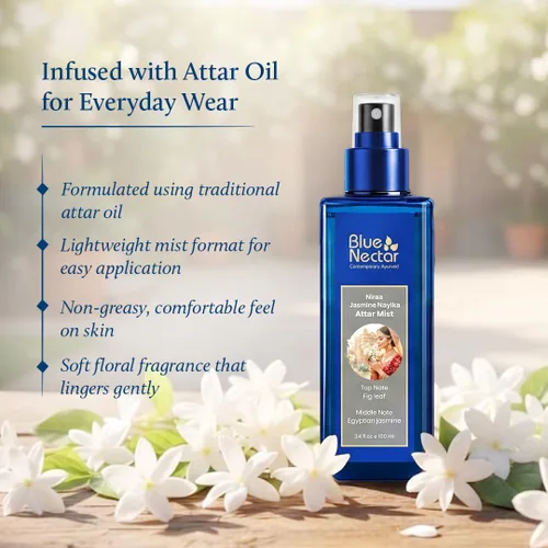 Miniatura 5 de Blue Nectar Maharani Rose Attar Mist con comino y sándalo Bruma de perfume de larga duración para mujeres Esencia floral Aerosol corporal apto