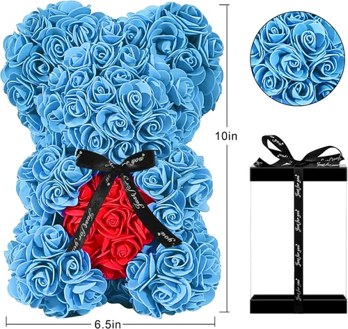 Miniatura 5 de Double Couple Regalo para mamá y mujer, bonito oso de rosas, adorable oso artificial, el mejor regalo para el día de San Valentín, día de la madre