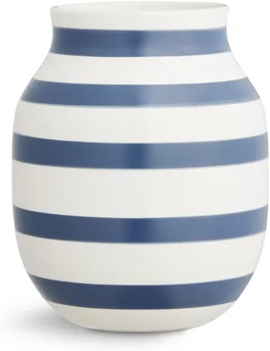 Miniatura 14 de Hak Kähler Omaggio - Jarrón de porcelana con rayas, moderno jarrón redondo, bulboso y escandinavo para flores, negro, 7.9 in