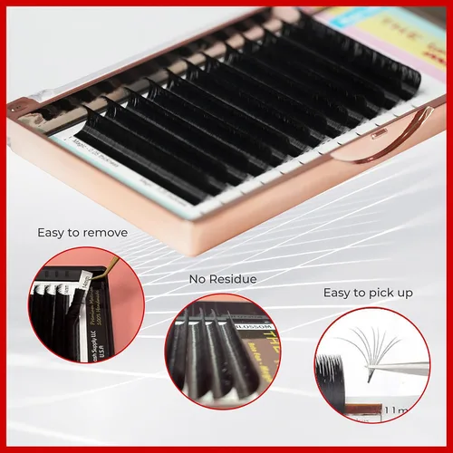 Miniatura 5 de THE LASH SUPPLY Pestañas de volumen Easy Fan, suministros profesionales de extensión de pestañas mágicas, rizo C/D, 0.39-0.78 pulgadas de longitud