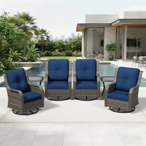 Miniatura 99 de Joyside Juego de sillas de mimbre para patio, juego de 3 piezas de mimbre para exteriores con 2 sillas reposabrazos y 1 mesa auxiliar para terraza