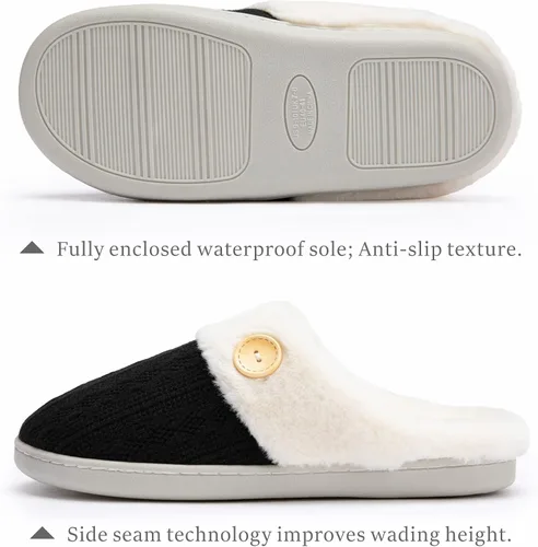 Miniatura 2 de Chantomoo Pantuflas para Mujer Cálidas y Cómodas con Espuma Viscoelástica Pantuflas de Casa Zapatos de Punto con Forro de Piel Sintética Suela