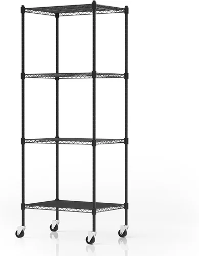 Miniatura 11 de Estantería de garaje con ruedas, estantería de 5 niveles y patas ajustables, estante de almacenamiento rodante de alta capacidad de 865 libras