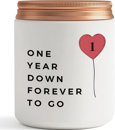 Un año, 1º, 1 año, regalo de vela de primer aniversario para él, su pareja, el mejor regalo romántico de aniversario de papel para novia, novio,