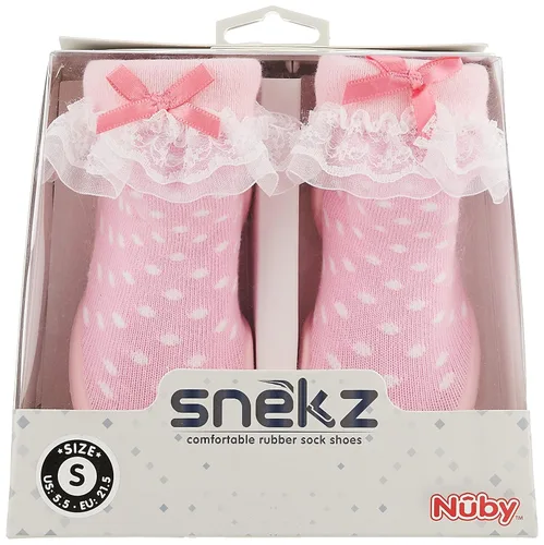 Miniatura 9 de Nuby Snekz - Zapatos cómodos de suela de goma para primeros pasos, lunares rosados, talla S, 7-14 meses
