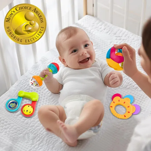 Miniatura 6 de iPlay, iLearn Juego de 10 sonajeros para bebés, juguetes, sonajero fácil de agarrar y sacudir, mordedor sensorial, juguete musical de aprendizaje