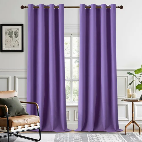 Miniatura 53 de DONREN Cortinas opacas de lino con aislamiento térmico de 52 x 95 pulgadas, cortinas de oscurecimiento de habitación con ojales para dormitorio