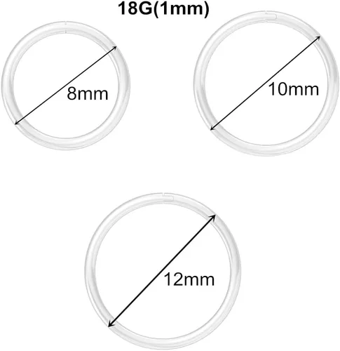 Miniatura 4 de Aretes de aro transparentes para cartílago, tragus, 0.63 oz, aretes de lóbulo, retenedores de Daith para trabajo, septum, nariz, aro de plástico