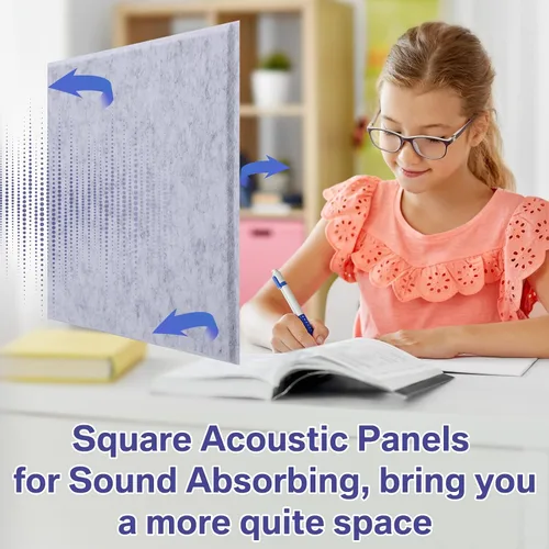Miniatura 6 de 60 paneles acústicos de 12 x 12 x 0.4 pulgadas, tablero cuadrado de absorción de sonido, paneles de pared autoadhesivos insonorizados, azulejos