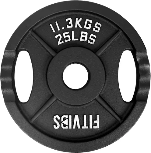Miniatura 2 de Fitvids - Disco de pesas de hierro fundido olímpico de 2 pulgadas para entrenamiento de fuerza y levantamiento de pesas, estilo de dos agujeros, par