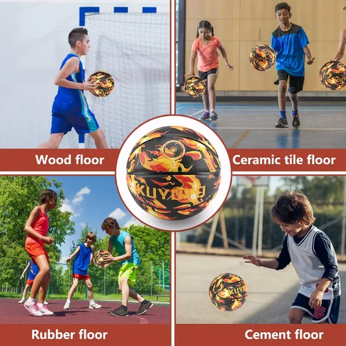 Miniatura 8 de KUYOTQ - Baloncesto para niños, jóvenes y adultos, tamaño 3/4/5/6/7 (22/25.5/27.5/28.5/29.5"), baloncesto premium de goma o cuero sintético