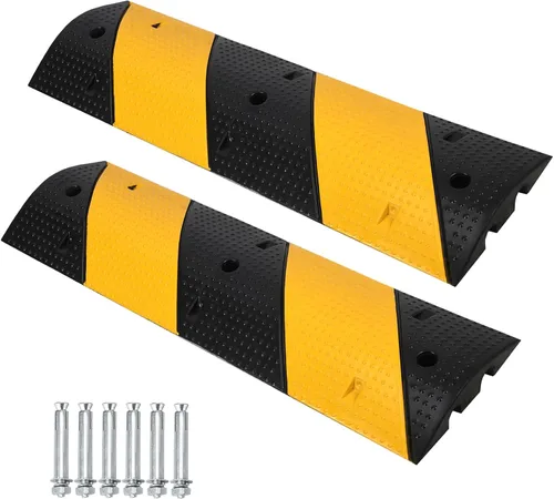 Towallmark Golpe de velocidad de goma de 3.3 pies, 2 paquetes de 2 canales modulares de alta resistencia, capacidad de carga de 25,000 libras, rampa