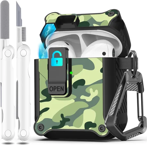 Miniatura 110 de R-fun - Funda para audífonos compatible con AirPods de 4.ª generación 2024, cubierta protectora de expulsión automática a prueba de caídas, puerto