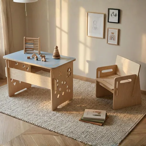 Miniatura 3 de Montessori Children's Desk with Chair Encourages Creativity and Independence, Lightweight and Easy to Assemble