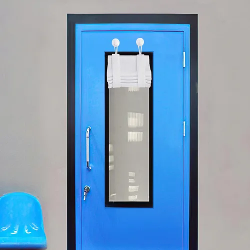 Miniatura 10 de NICETOWN Cortinas pequeñas para puerta francesa con ganchos autoadhesivos, cortinas opacas de lino sintético con aislamiento térmico para puertas
