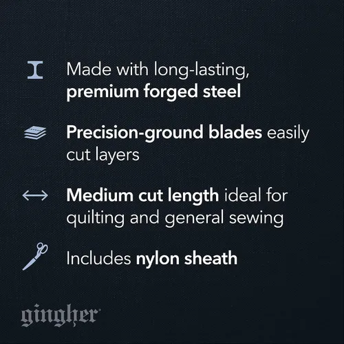 Miniatura 7 de Gingher - Tijeras de tela de modista con funda protectora, tijeras de acero inoxidable de 7 pulgadas, tijeras de tela afiladas con borde