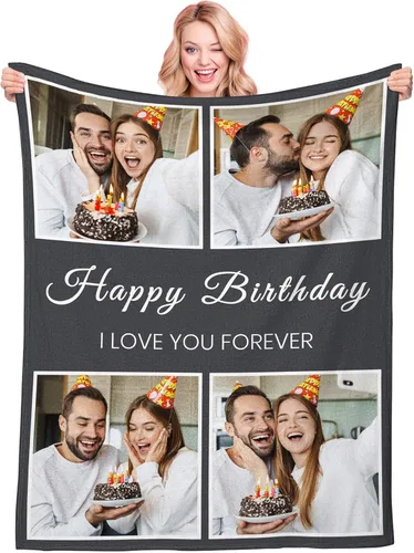 Miniatura 16 de Manta personalizada con texto fotográfico, manta de Navidad personalizada, manta de franela personalizada para bebés, familiares, parejas y amigos