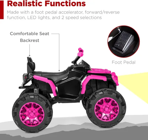 Miniatura 4 de Best Choice Products ATV Eléctrico Montable de 12V para Niños, Juguete de Carro Cuatriciclo de 4 Ruedas con Audio Bluetooth, Velocidad Máxima