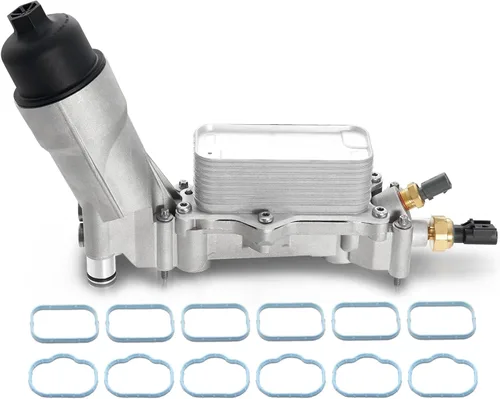 Miniatura 8 de 926-959 Kit de carcasa de filtro de aceite de motor de aluminio completo con enfriador de aceite con juntas y sensores Compatible con 2017-2018 Tapa