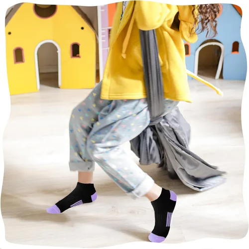 Miniatura 5 de Bemeol Calcetines para niñas, 12 pares de calcetines deportivos de algodón, calcetines deportivos para niños pequeños y grandes