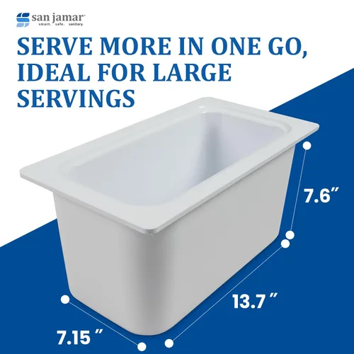 Miniatura 5 de San Jamar Chill-It - Sartén para alimentos de 1/3 – CI7003WH 6 pulgadas de profundidad aislada comercial con forro de gel congelable, recipiente