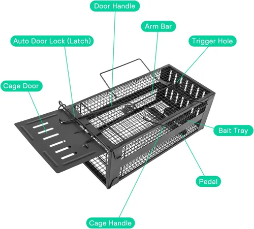 Miniatura 3 de SZHLUX Paquete de 2 trampas para ratas, trampas para ratones para interiores y exteriores, pequeños roedores, ratones, ratones, ratones, hámsters