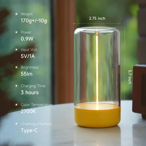 Miniatura 5 de AUGE LIGHT Mini lámpara de mesa minimalista, lámpara de mesa recargable, lámpara de mesa portátil, lámparas de escritorio para oficina en casa, luz