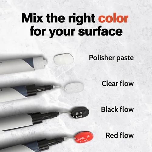 Miniatura 5 de Kit de reparación UBA Tuba y piedra negra - Color rojo, negro y transparente - Ideal para reparación de granito, cuarzo, cerámica, azulejos