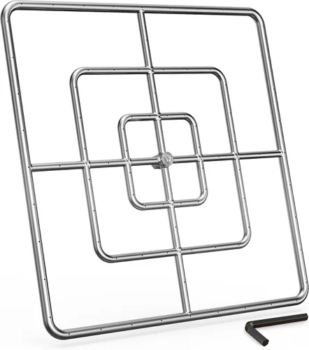 Miniatura 12 de onlyfire Anillo Quemador Cuadrado de 12 Pulgadas para Fogata de Gas Natural y Propano y Chimenea, Quemador de Fogata DIY de Acero Inoxidable 304