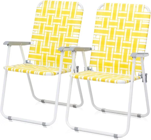 Miniatura 7 de Juego de 2 sillas plegables de césped para patio, silla de playa al aire libre, silla de camping portátil, silla plegable con malla para patio