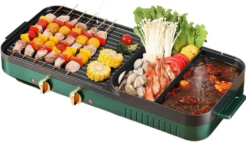 HBJWOV - Estufa eléctrica de barbacoa para el hogar, sin humo, para enjuagar y hornear