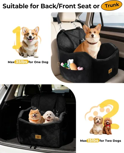 Miniatura 6 de Asiento de automóvil para perros pequeños/medianos, desmontable y lavable, asiento elevador de perro de menos de 35 libras, espuma viscoelástica