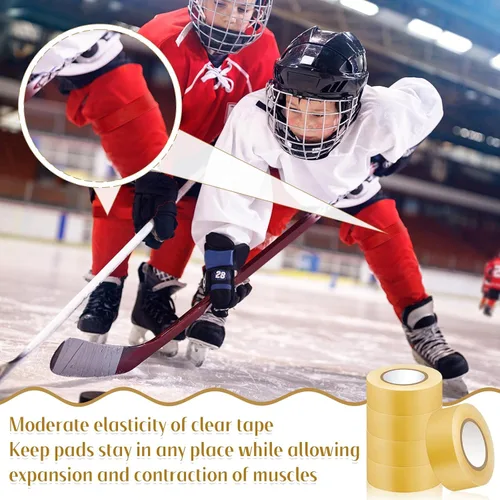 Miniatura 5 de Meooeck Clear Hockey Sock Tape Adhesive Shin Guard Stick Tape Roll for Gear Multipurpose Equipment Ice Skate Field Soccer Sports Gifts Accessories