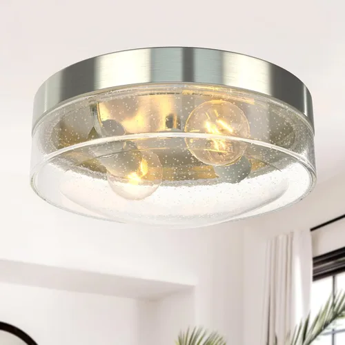 Miniatura 11 de Kalium Lámpara de techo para porche, lámpara de techo empotrada al aire libre con pantalla de globo de cristal, base estándar E26, lámpara
