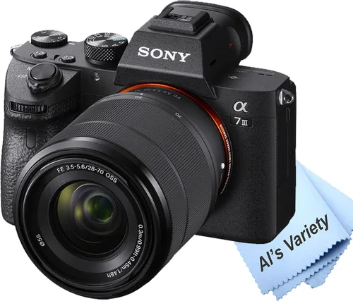 Miniatura 2 de Sony Cámara sin espejo A7 III con tarjeta de velocidad extrema de 1.102-2.756 in + 128 GB, agarre en U, micrófono, luz de video LED, batería