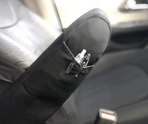 Miniatura 4 de Yupbizauto Fundas universales para reposabrazos con bolsillo de almacenamiento para automóviles, SUV, minivans, poliéster marrón sólido, protege