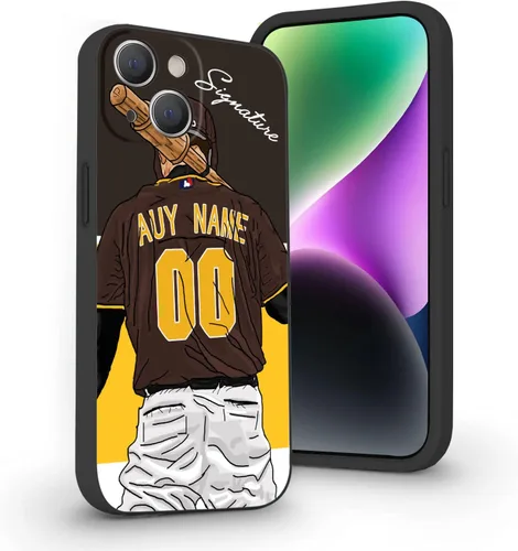 Miniatura 12 de Estuche de Béisbol Personalizado con Nombre y Número de Liquid Silicone para iPhone 17 Air 16 15 Pro Max 14 13 Mini 12 11 Xs Xr SE3 8 7 6 Plus