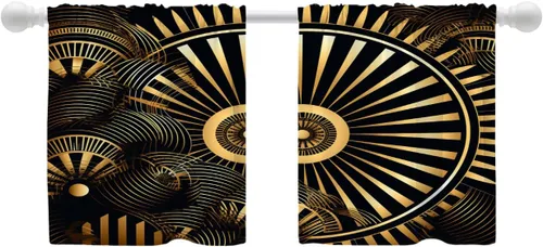 Miniatura 41 de Shrahala Floral Abstract Design Blackout Curtain Tiers, Minimalist Flower Illustration Kitchen Valance Light Blocking Tier Drapes with Rod Pocket, 2